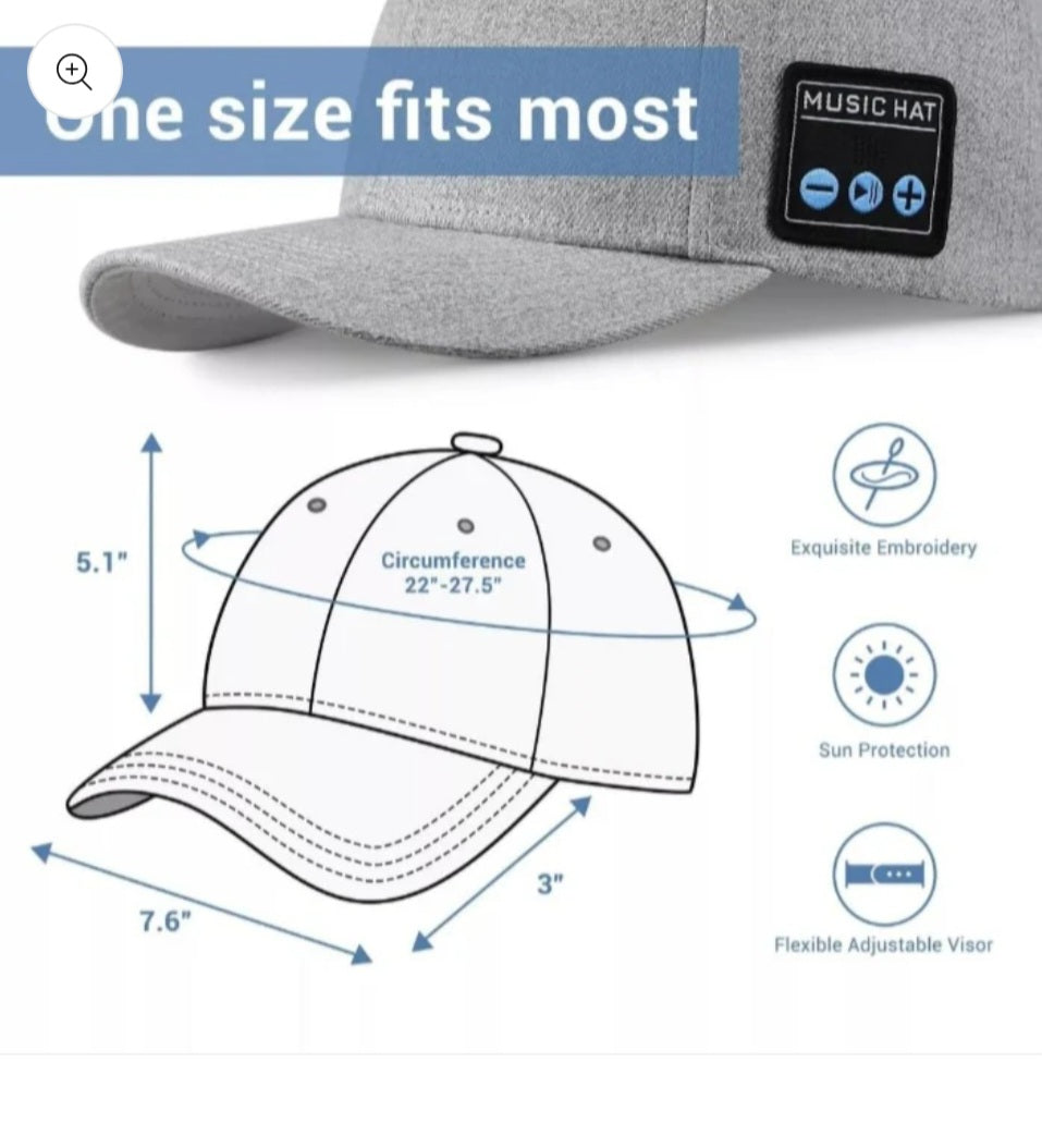 Bluetooth Headset Cap, Speaker Hat, Head Circumference 56-60cm,Hip Hop Hat