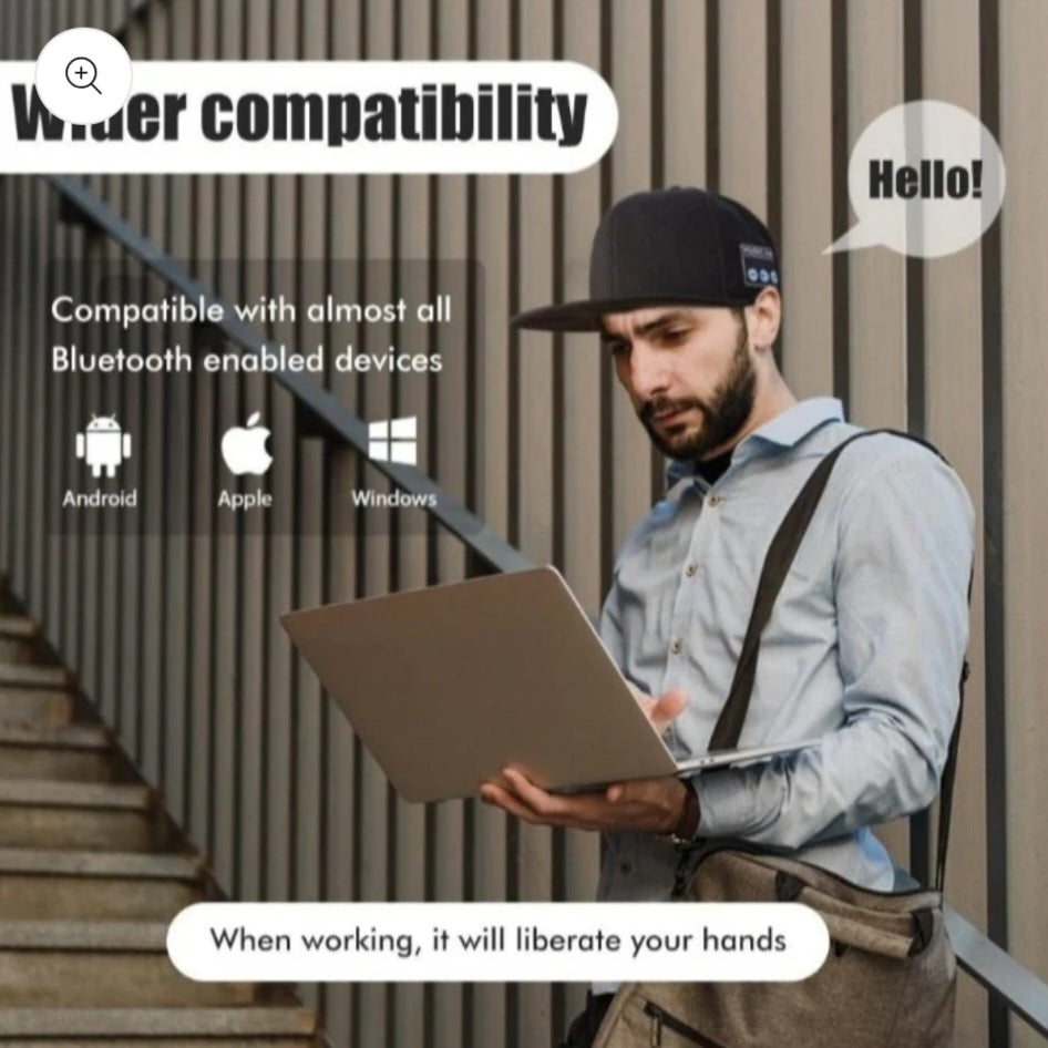 Bluetooth Headset Cap, Speaker Hat, Head Circumference 56-60cm,Hip Hop Hat