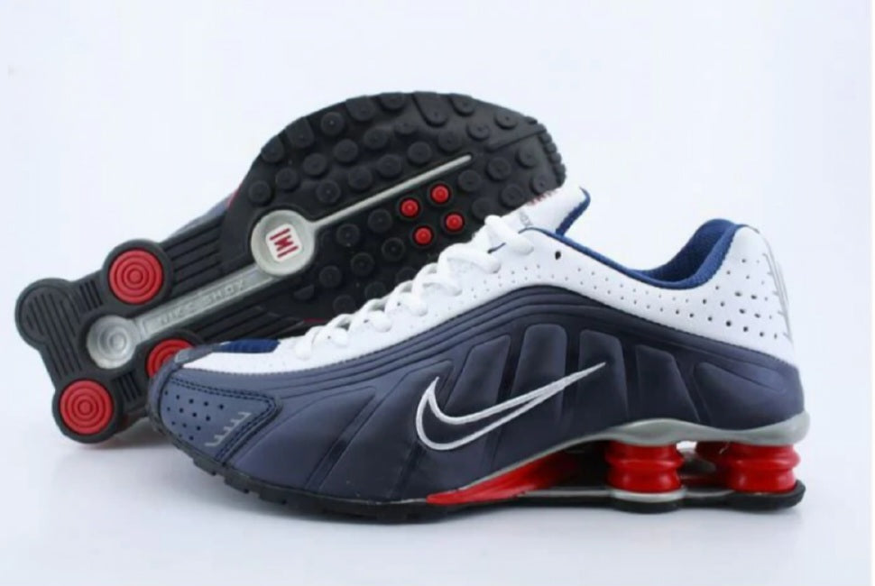 The Nike Shox R4 Blue/Red Shox